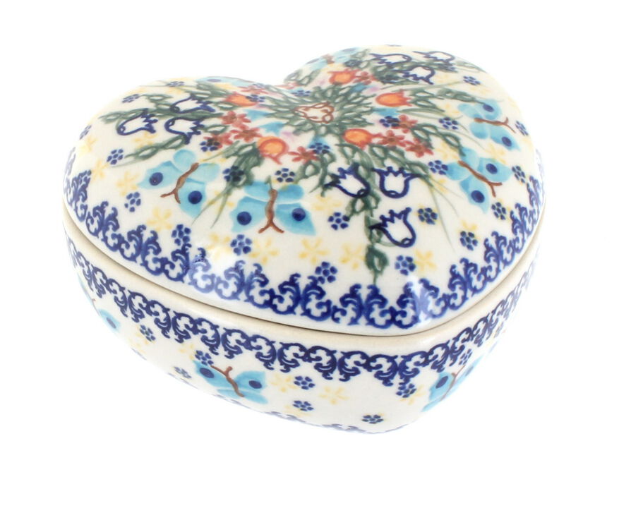 Blue Rose Polish Pottery Alyssa Large Heart Box