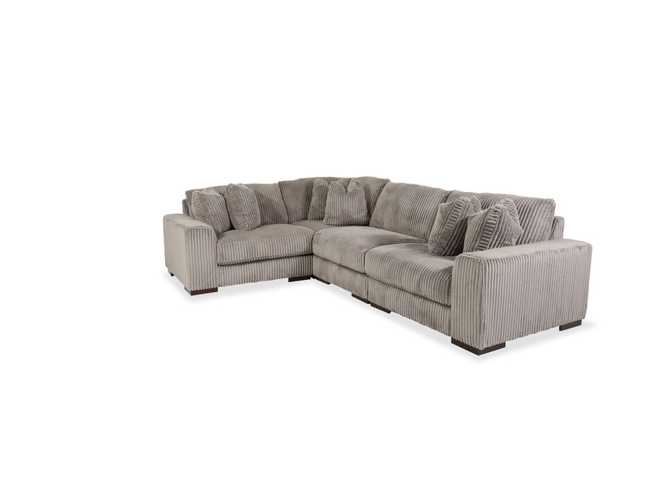 Lindyn Four-Piece Striped Sectional in Brown