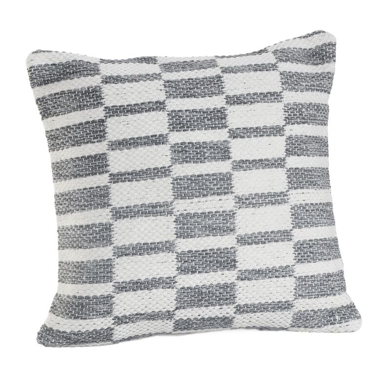18" Gray and White Geometric Striped Square Throw Pillow