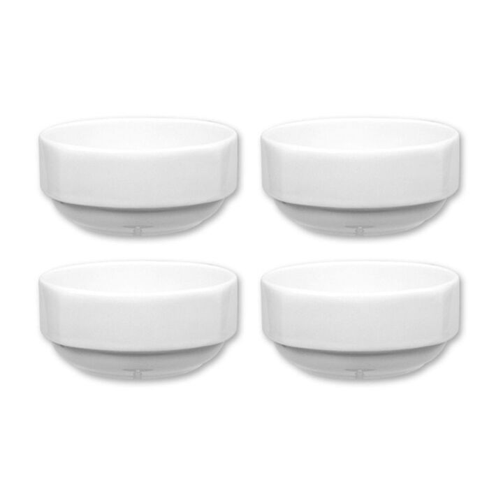 Porcelain Mimoza dia.4.75" h:2" 12 oz. Round White Porcelain Bowl (Set of 4)
