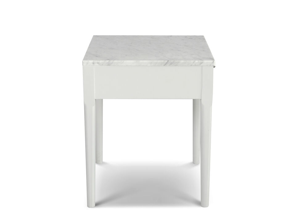 Alto 18" Square Italian Carrara White Marble Side Table with Legs
