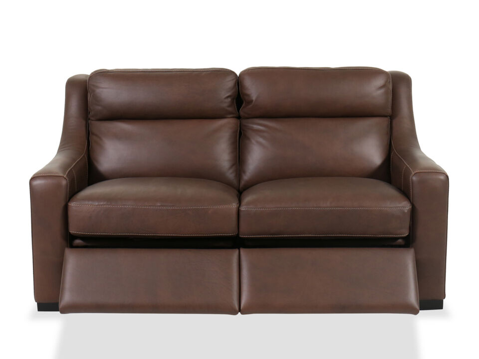 Bernhardt Germain Leather Power Loveseat - Brown