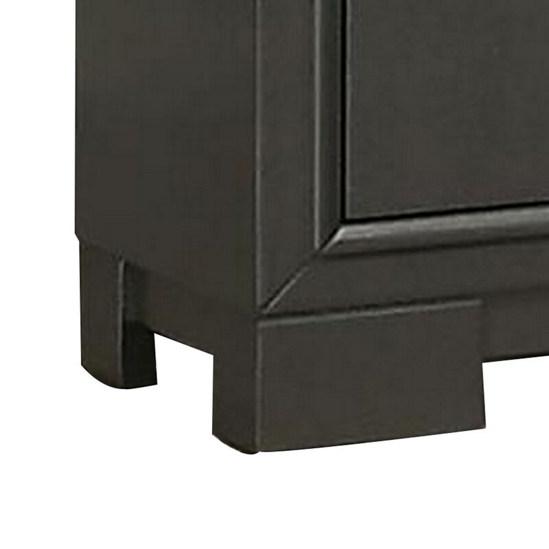 Aliso 23 Inch Nightstand, 2 Drawers, Bracket Feet, Solid Wood, Dark Gray  - Benzara