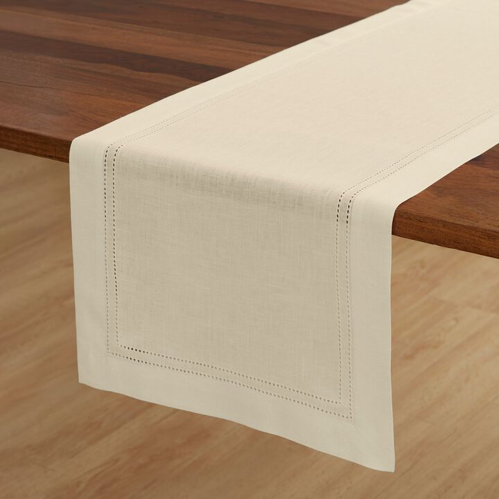 Solino Home 100% Pure Linen Table Runner | Linen Double Hemstitch for Spring & Easter