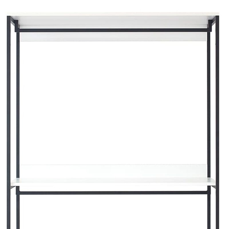 Cox Modular Closet System, 3 Wide White Board Shelves and Black Metal Frame