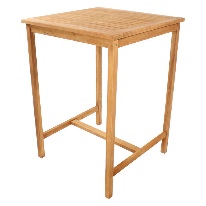 Sunnydaze 31" Square Teak Wood Outdoor Bar Table