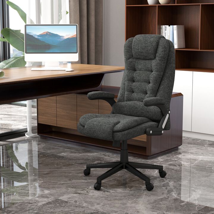 Heated Massage Office Chair: 6 Vibration Points, High Back, Gray