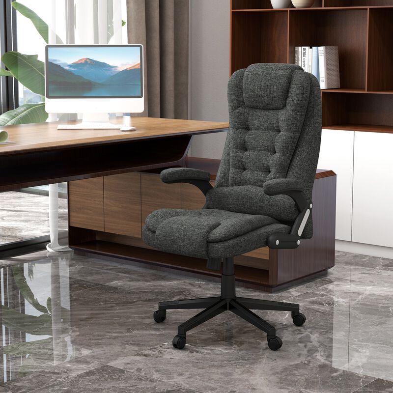 Heated Massage Office Chair: 6 Vibration Points, High Back, Gray
