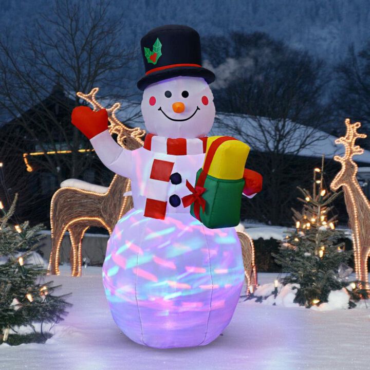 Hivvago 5 Feet Tall Snowman Inflatable Blow up Inflatable with Built-in Colorful LED Lights