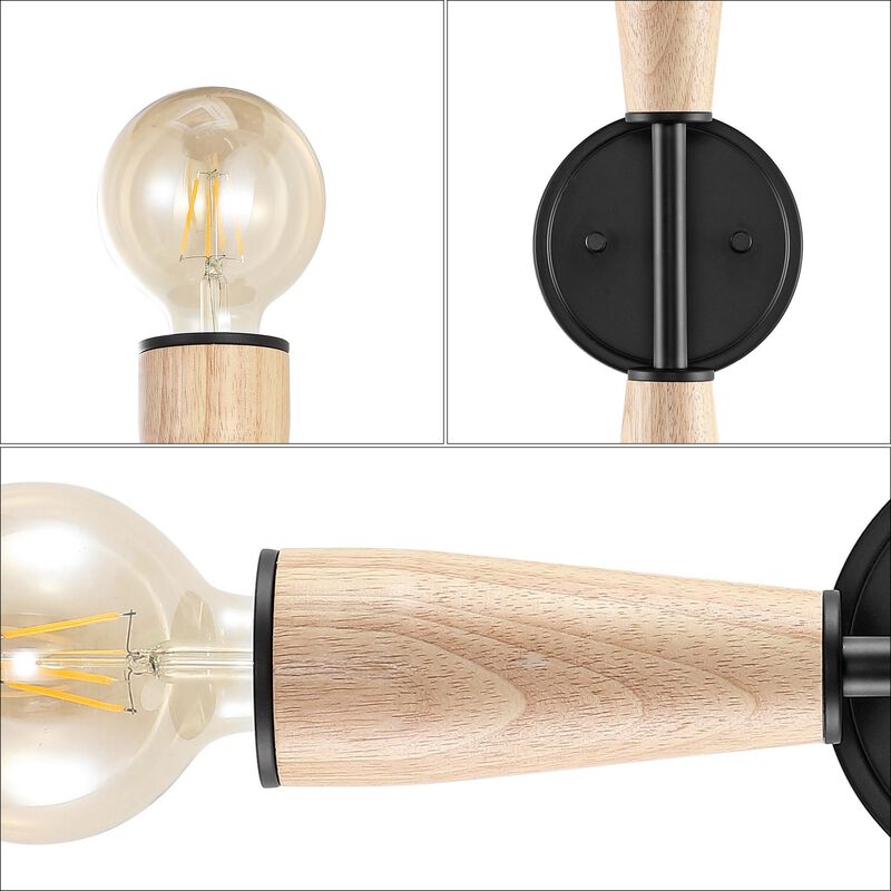 Katia 2-Light Modern Designer Iron/Wood Double Sided Hourglass LED Sconce