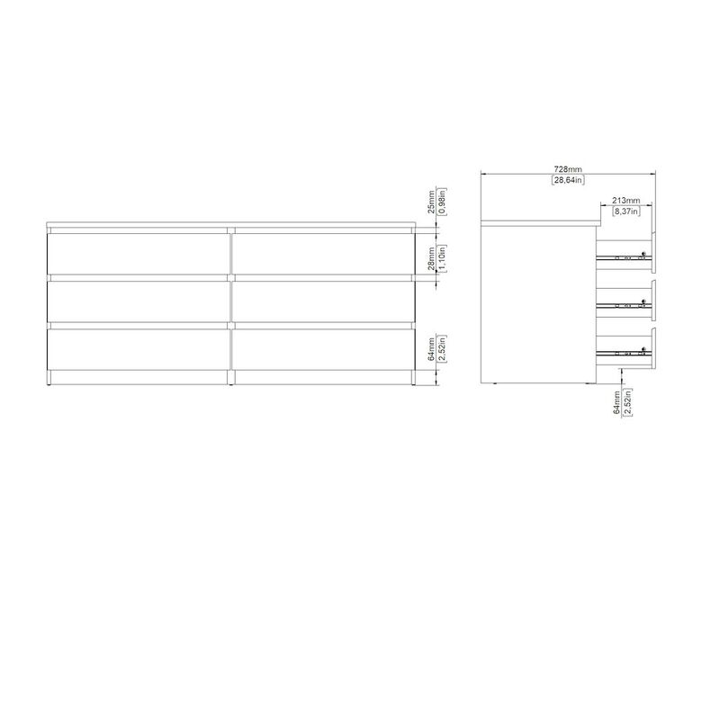 Tvilum Scottsdale 6 Drawer Double Dresser, Jackson Hickory