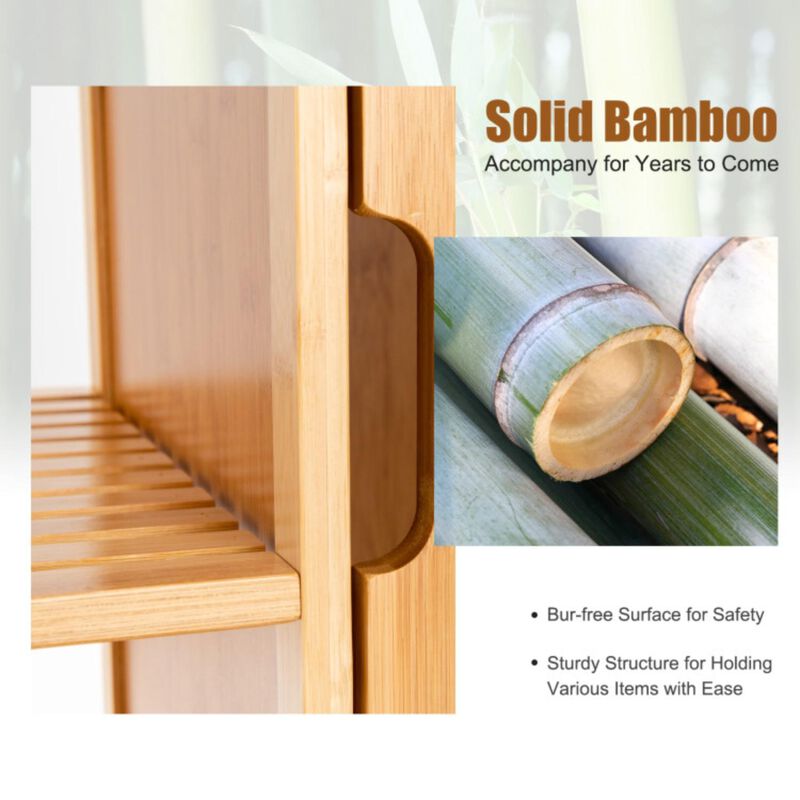 Hivvago Bamboo Bathroom Storage Cabinet with Single Door-Natural