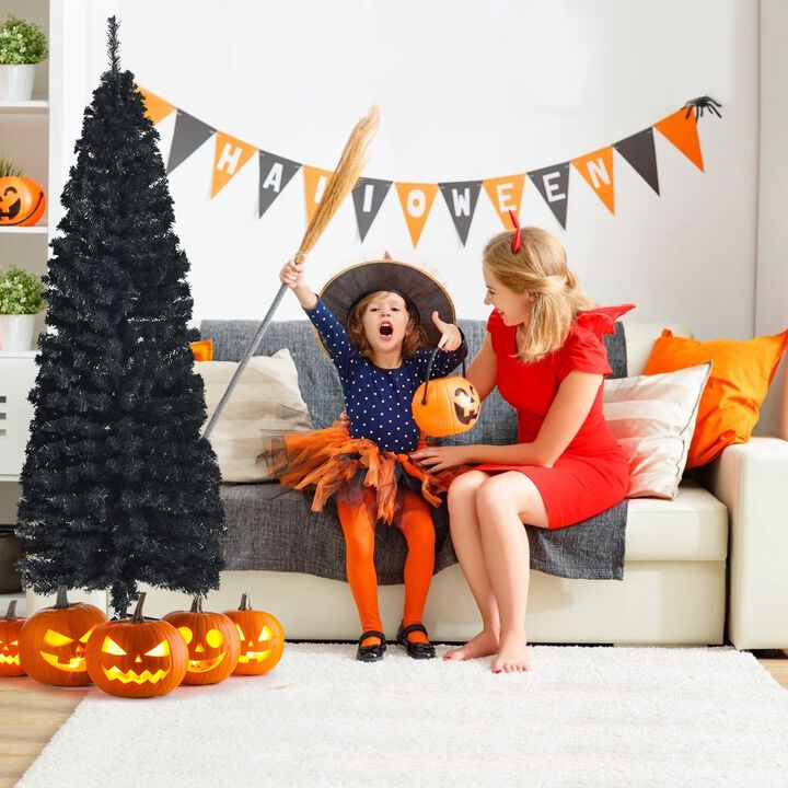 Unlit Artificial Christmas Halloween Pencil Tree with Metal Stand