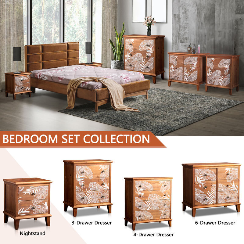 Bohemian 6-Drawer Chest, Stylish Dresser for Bedroom & Living Room Storage