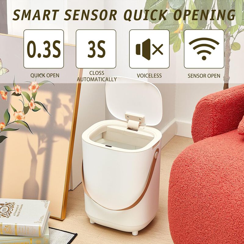 2-Pieces 4.2 Gallon Motion Sensor Trash Can with Lid Automatic Touchless Smart