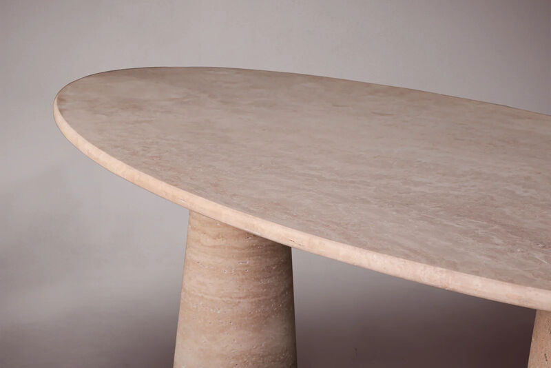 Travertine Oval Dining Table 80"