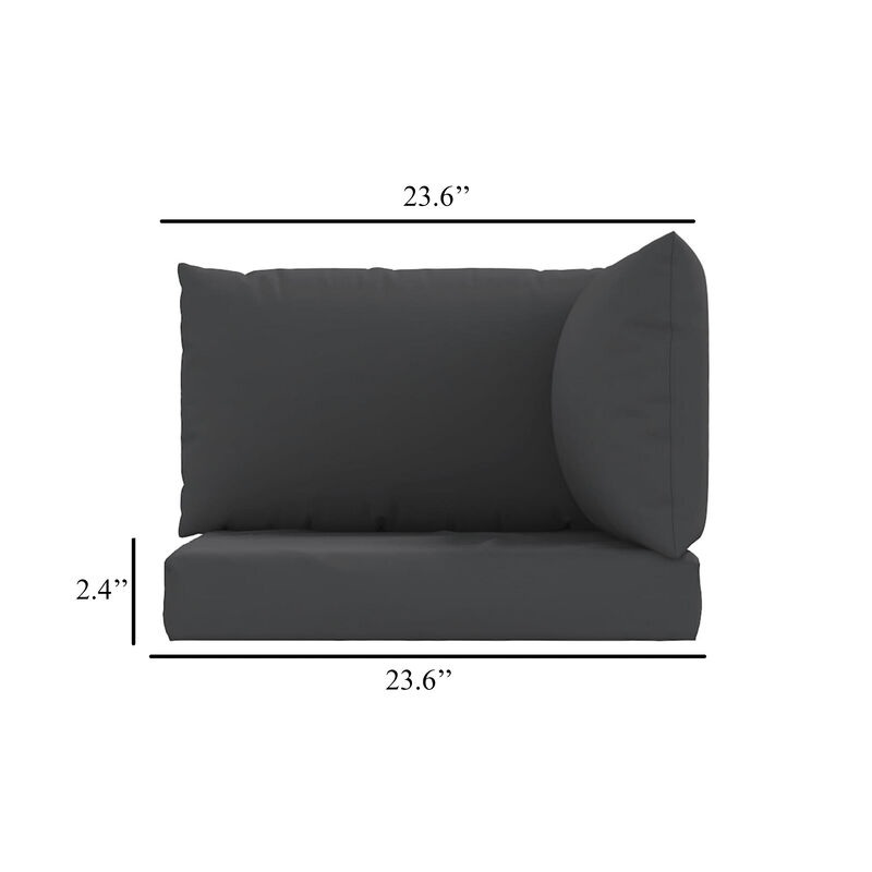 Paom 3pc Outdoor Pallet Cushion Set, Plush Patio Black Oxford Fabric - Benzara