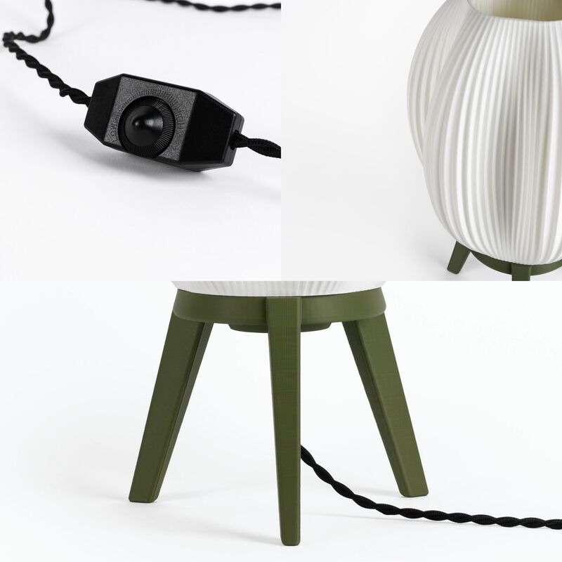 Wavy Modern Contemporary Plant-Based PLA 3D Printed Dimmable LED Table Lamp