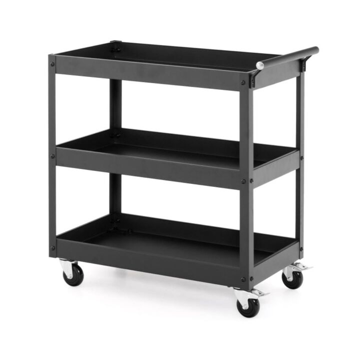 Hivvago 3-Tier Utility Cart Rolling Metal Cart with Handle and Universal Wheels