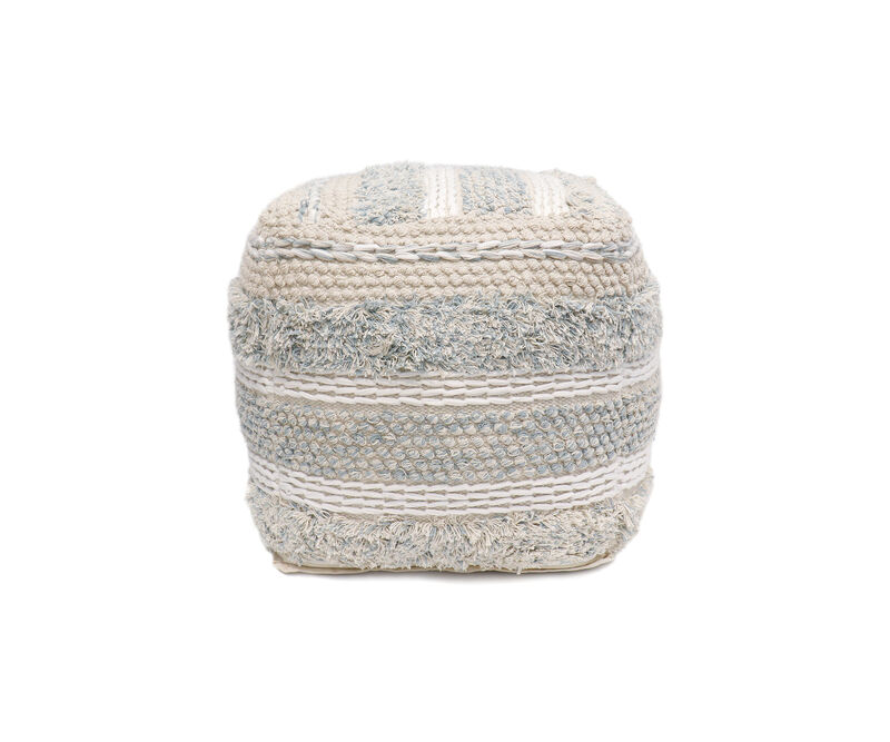 Pasargad Home Grandcanyon Cotton Braided Pouf, Beige