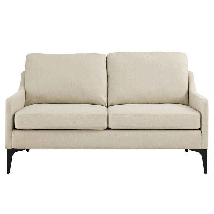 Corland Upholstered Fabric Loveseat Brown