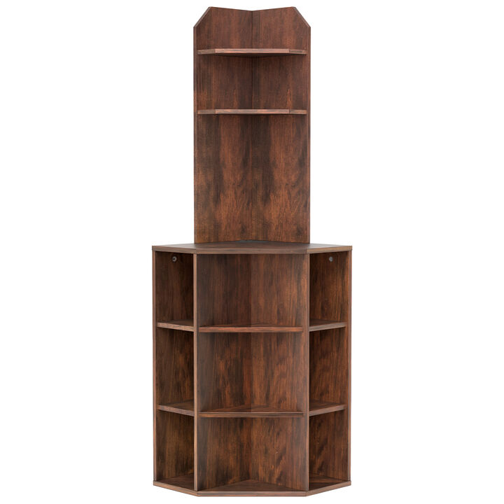 6-Tier Corner Shelf with Charging Station and 2 USB Ports
