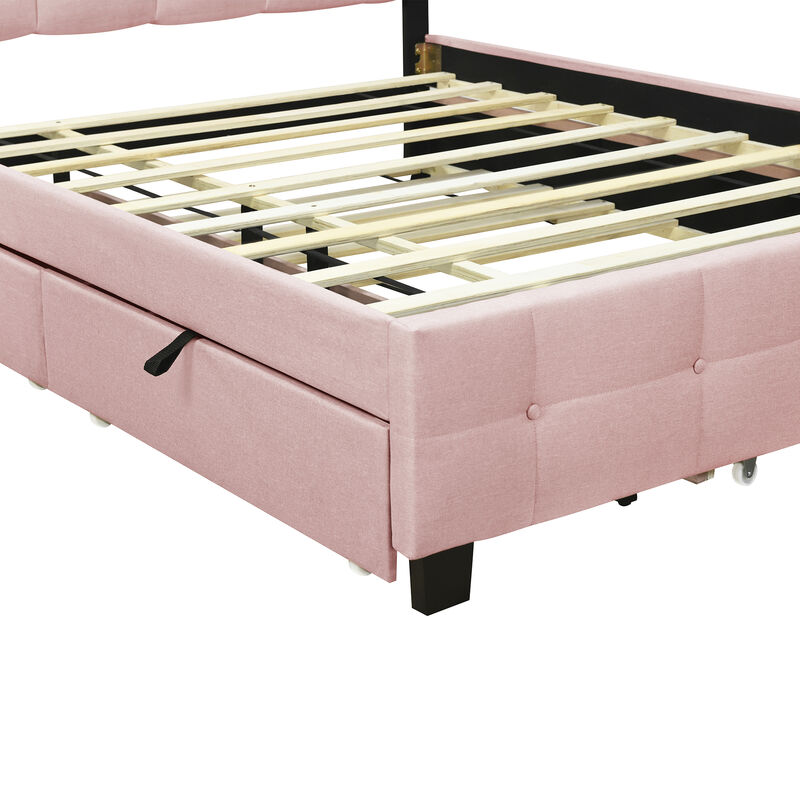 Merax Upholstered Platform Bed with LED Frame