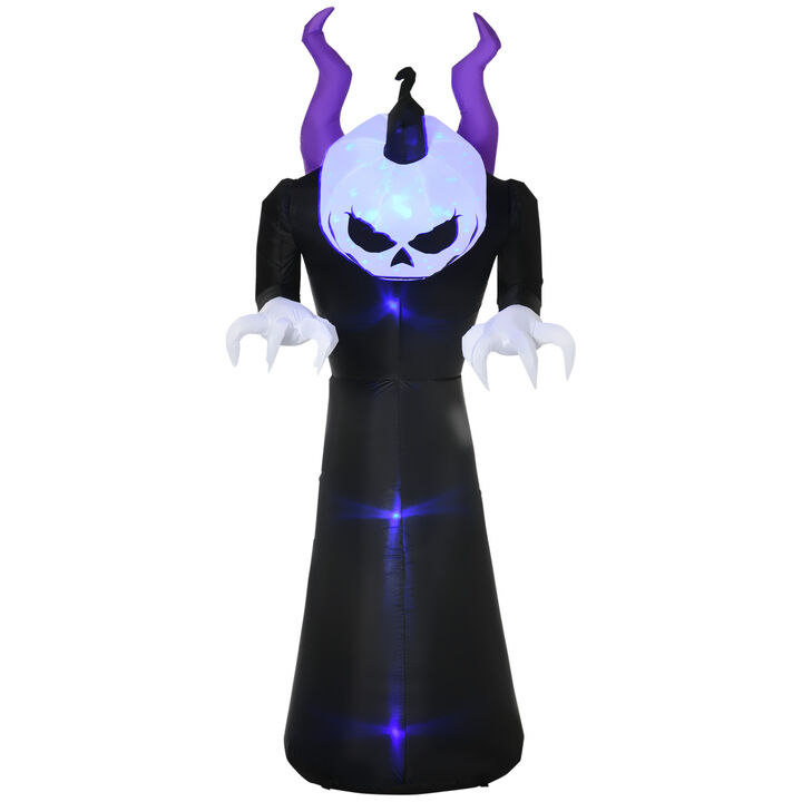 7' Inflatable Halloween Skeleton Ghost Decoration, Blow-Up Outdoor Display, LED