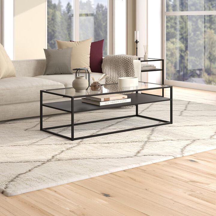 Hudson&Canal Ada 54'' Wide Rectangular Coffee Table in Blackened Bronze