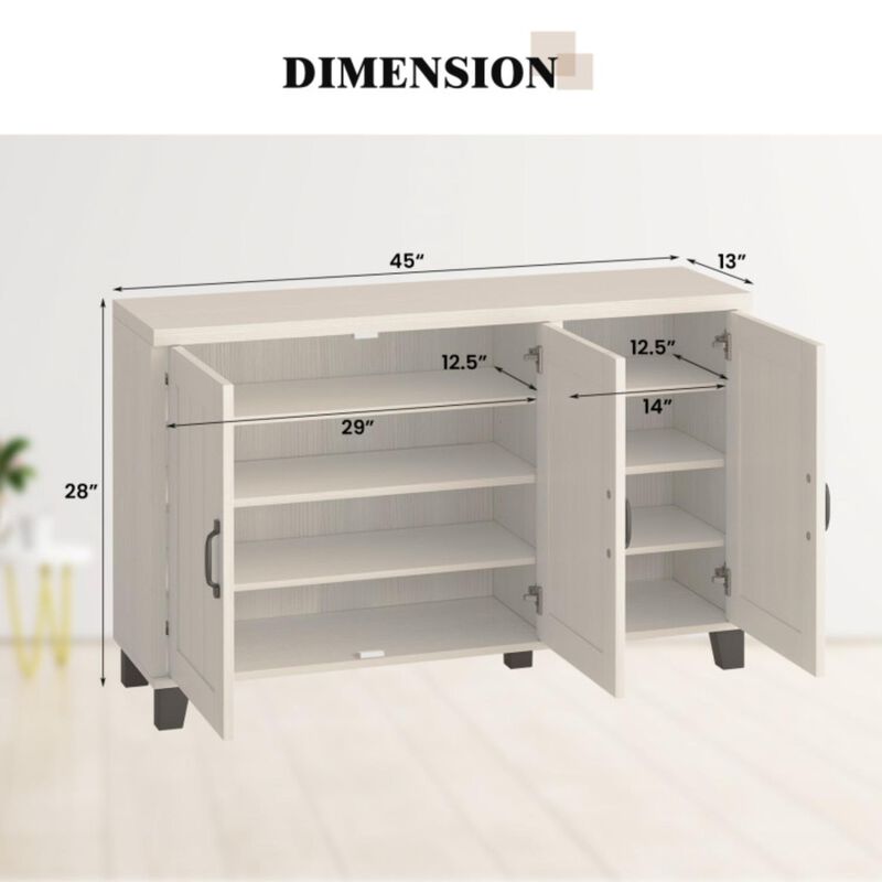 Hivvago 3-Door Buffet Sideboard with Adjustable Shelves and Anti-Tipping Kits