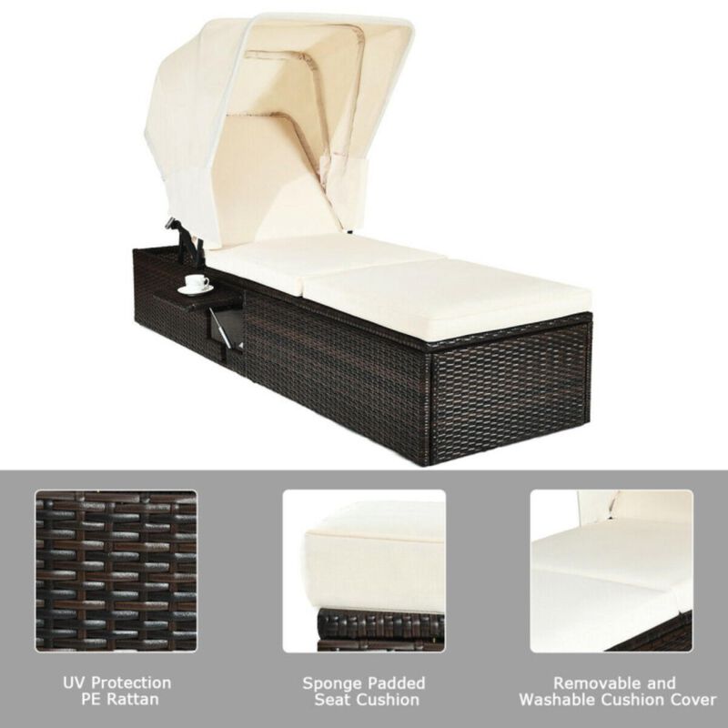 Hivvago Outdoor Chaise Lounge Chair with Folding Canopy