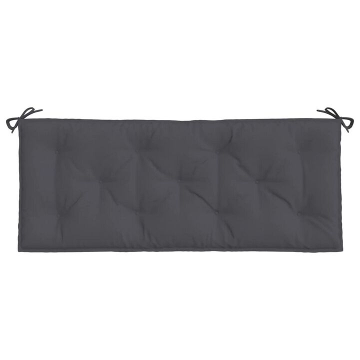 Claire Outdoor Cushion for Bench, 47 Inch, Dark Gray Tufted Oxford - Benzara