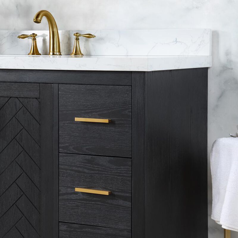 Altair 84 Double Bathroom Vanity Set in Black Oak without Mirror