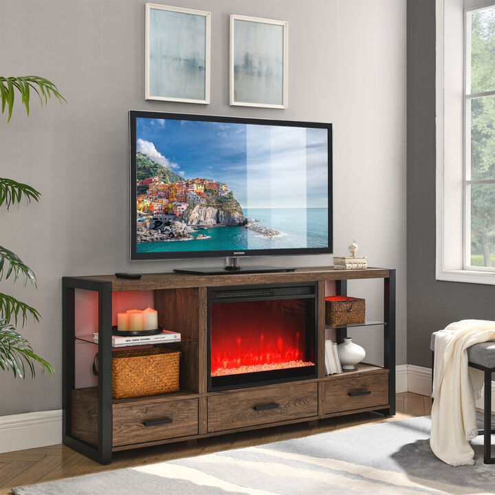 Streamdale 60'' Electric Media TV Stand with LED Lights