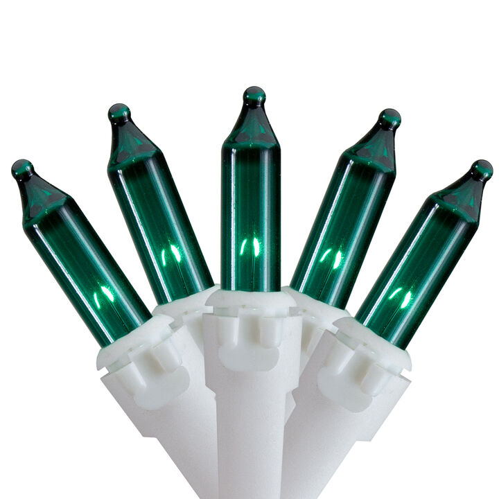 50 Count Teal Mini Christmas Light Set  24.5 ft White Wire