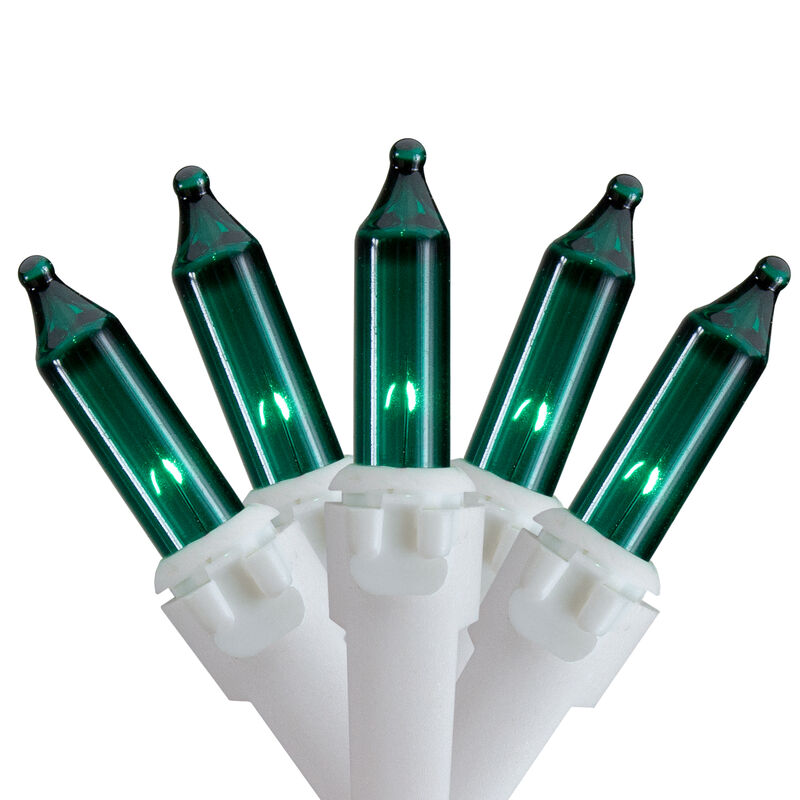 50 Count Teal Mini Christmas Light Set  24.5 ft White Wire