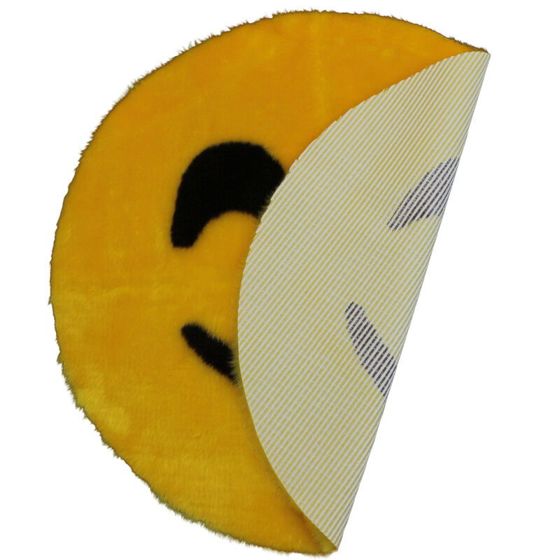 Walk on Me Emoji Faux Fur Soft and Cute 26 in. Smiley Area Rug in France