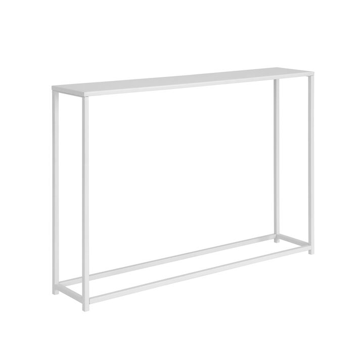 Eme 38 Inch Console Table, Rectangular Top, White Finish Metal Frame  - Benzara