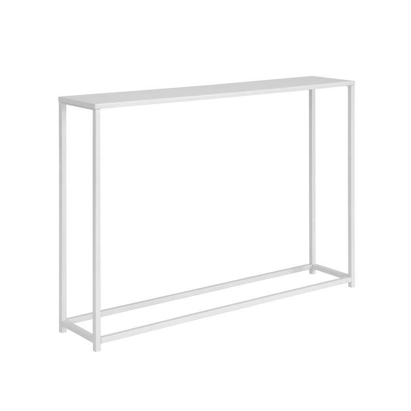 Eme 38 Inch Console Table, Rectangular Top, White Finish Metal Frame  - Benzara
