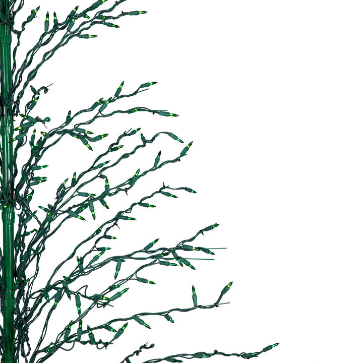 6' Pre-Lit Green Cascade Twig Tree Christmas Outdoor Decor - Green Lights