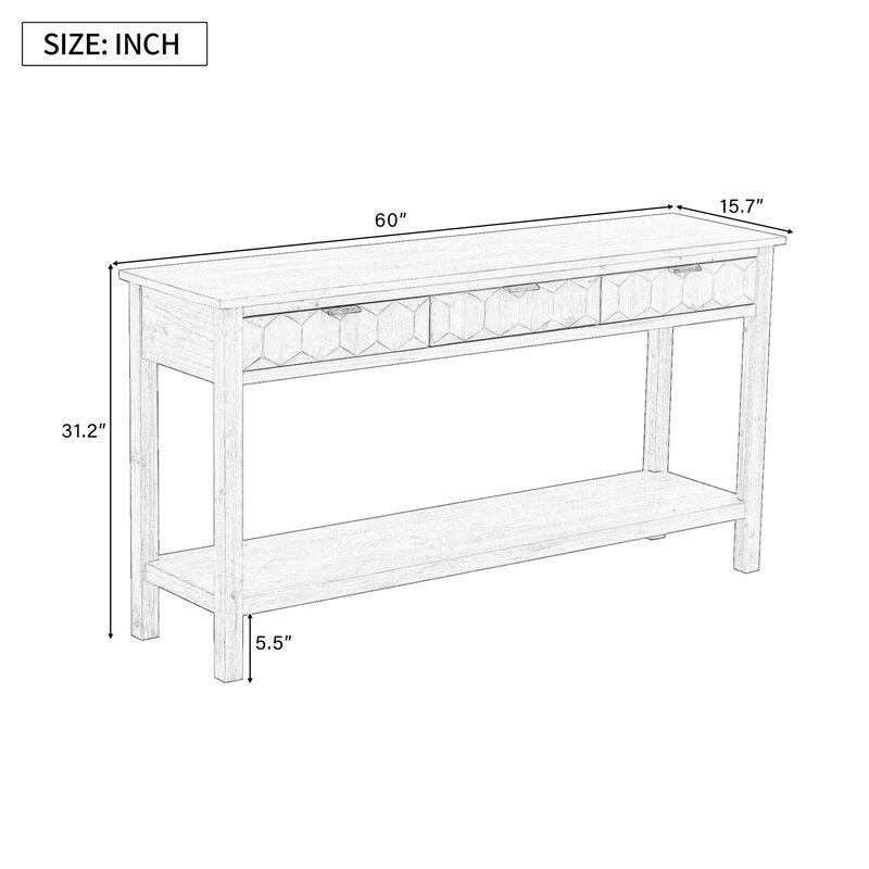 Merax Modern Stylish Console Table with 3 Drawers