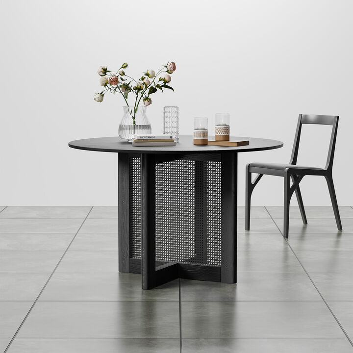46 Cinna Modern Walnut Oak Wood Round Dining Table （Seats 4）