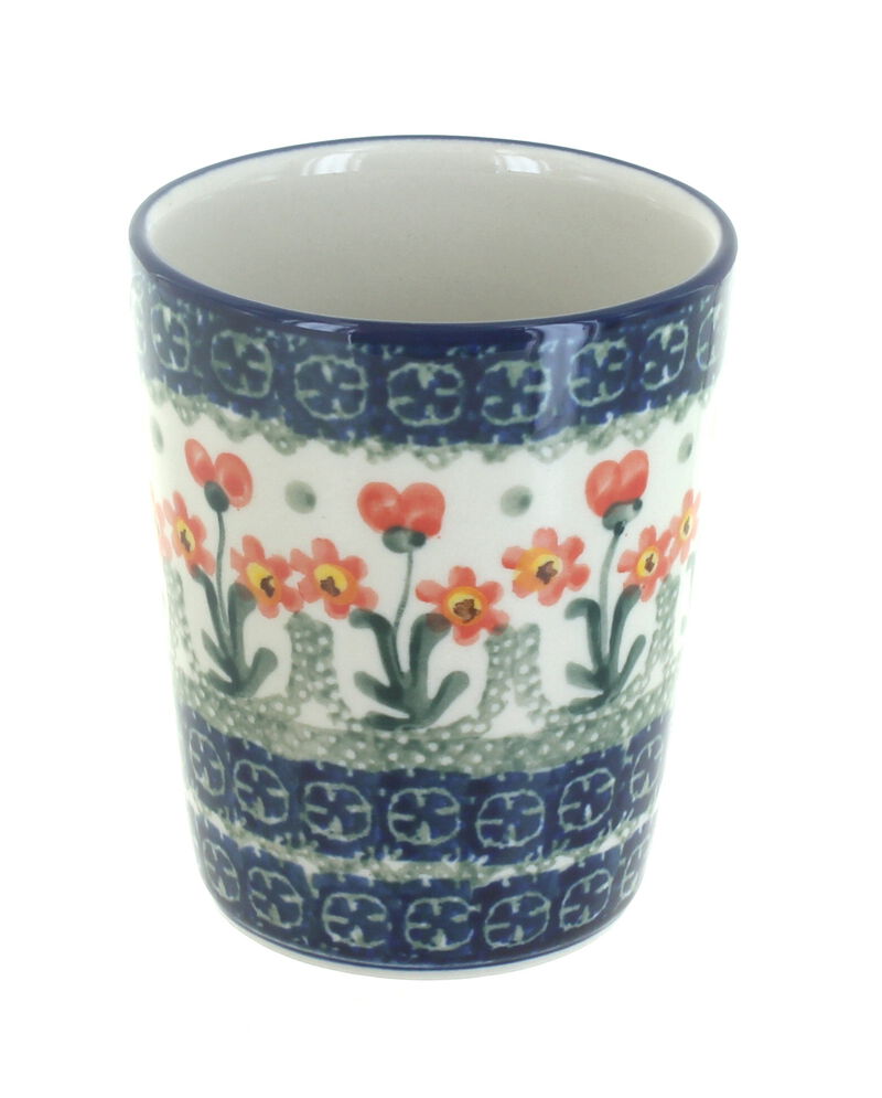 Blue Rose Polish Pottery Hummingbird Bathroom Cup