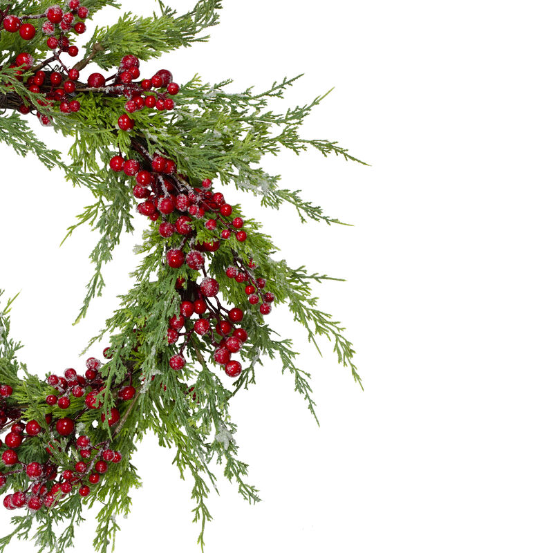 Frosted Red Berries Artificial Christmas Wreath - 26-Inch  Unlit