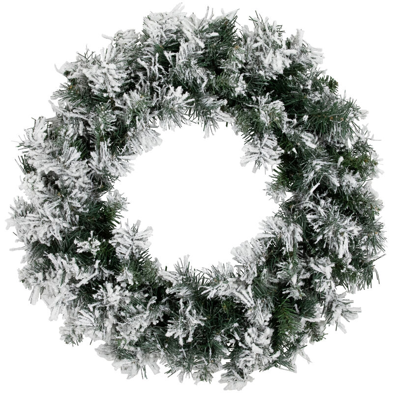Heavily Flocked Pine Artificial Christmas Wreath  24-Inch  Unlit