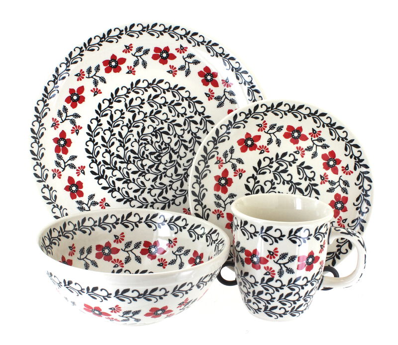 Blue Rose Polish Pottery Scarlett Ivy 4 Piece Place Setting - Service for 1