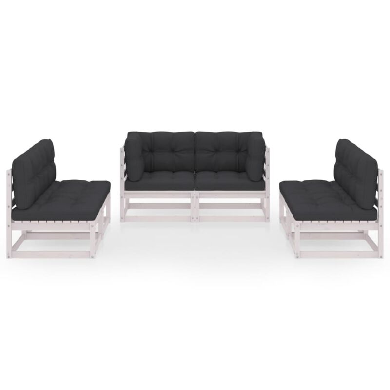 vidaXL 6 Piece Garden Lounge Set with Cushions Solid Pinewood