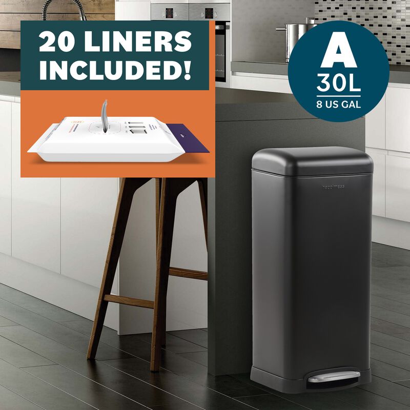 Betty Retro Step-Open Trash Can with Liners