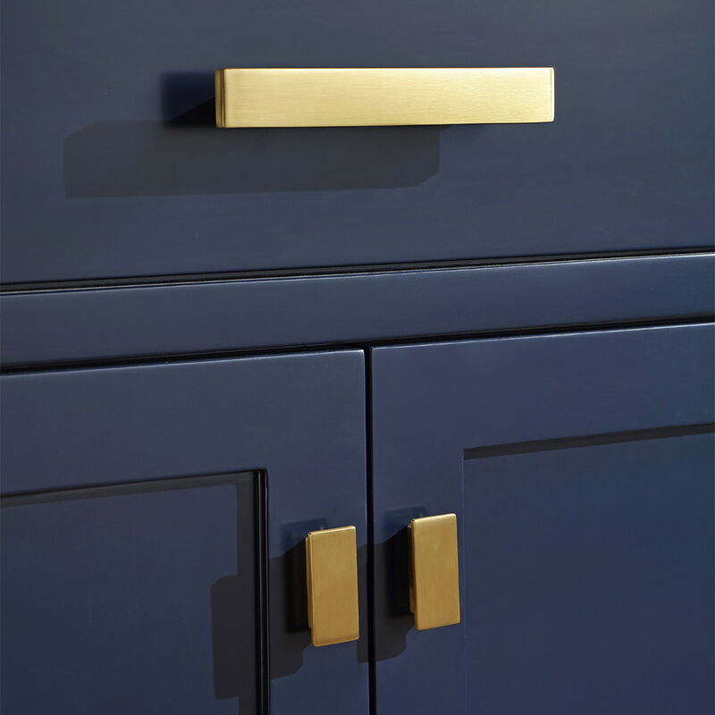 Madison 72 In. Double Sink Carrara White Marble Countertop Bath Vanity In Monarch Blue with Satin Gold Hardware