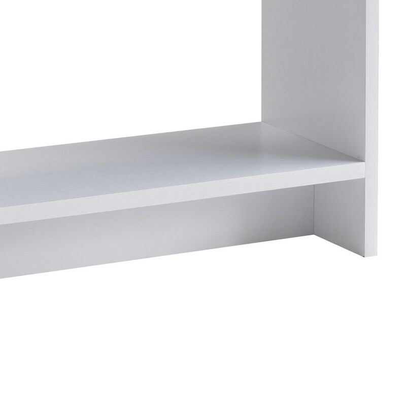 36 Inch Modern Console Table, Multilevel Wood Shelves, Gray and White-Benzara